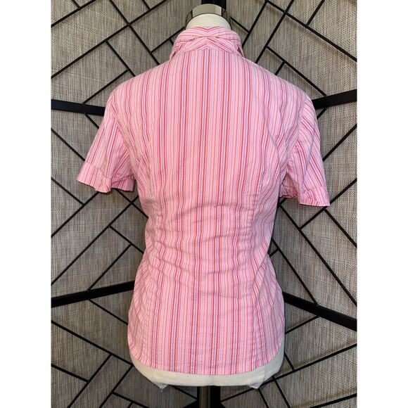 Jaclyn Smith Women’s Button-Up Striped Strawberry Shortcake Metallic Pink Medium - Picture 5 of 5